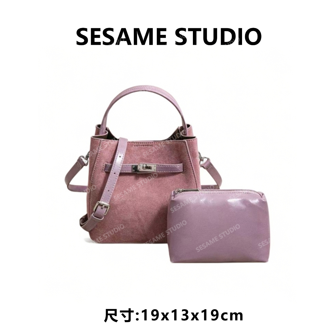 【芝麻集】SK-63098-树莓粉休闲时尚百搭腋下女包