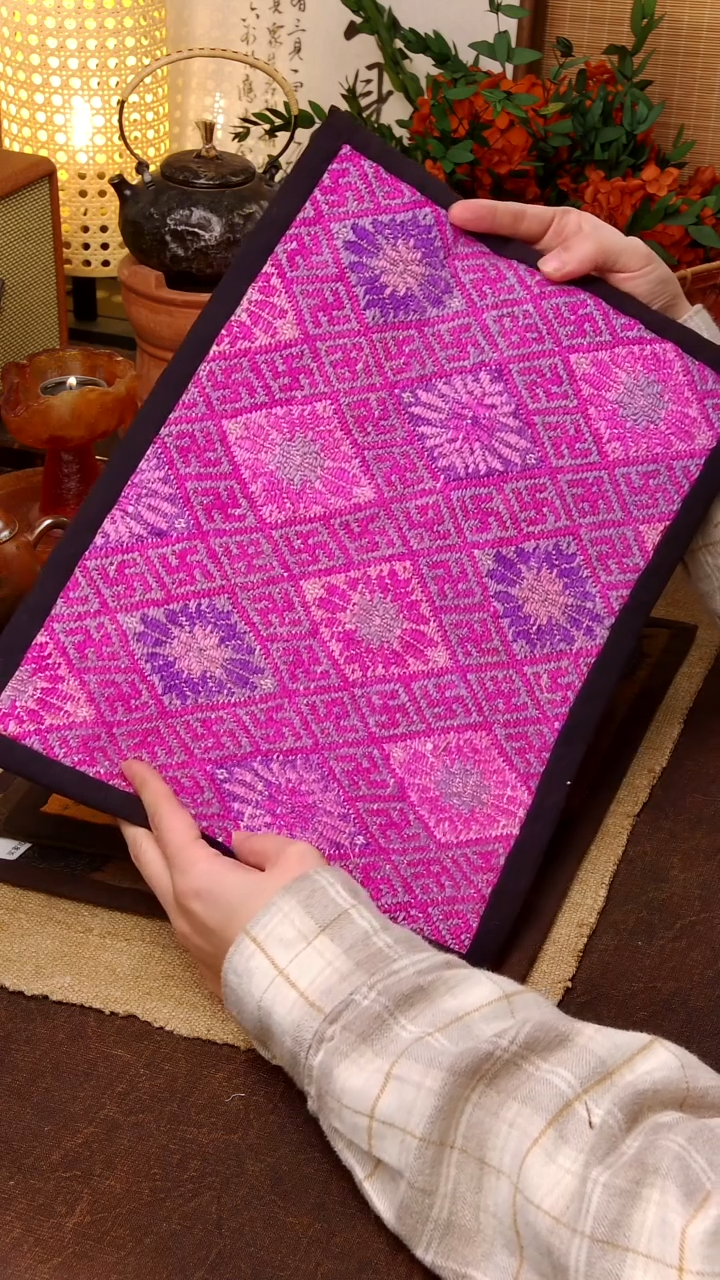 Cici手作刺子绣柿染壶垫杯垫-285