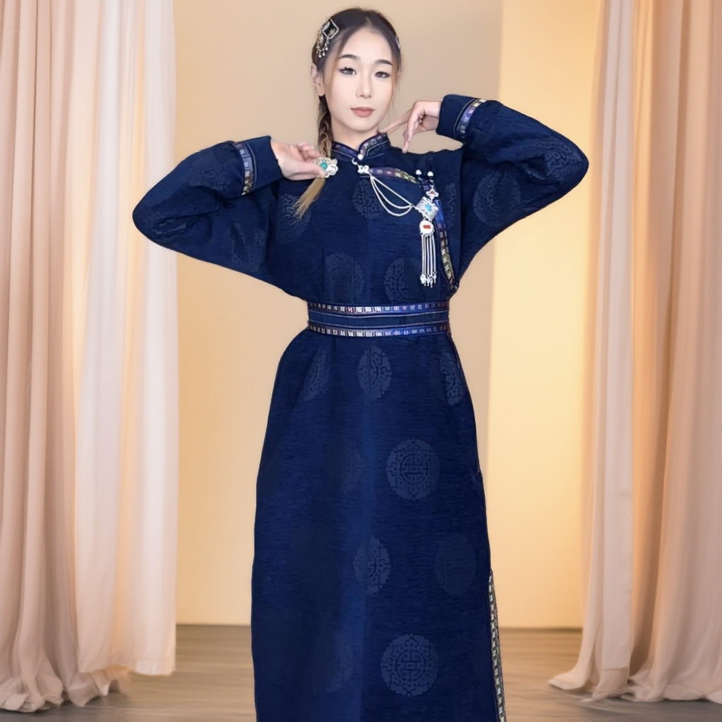 Adiya brand民族风冬季抗寒加棉加厚男女同款蒙古袍棉衣棉服外套