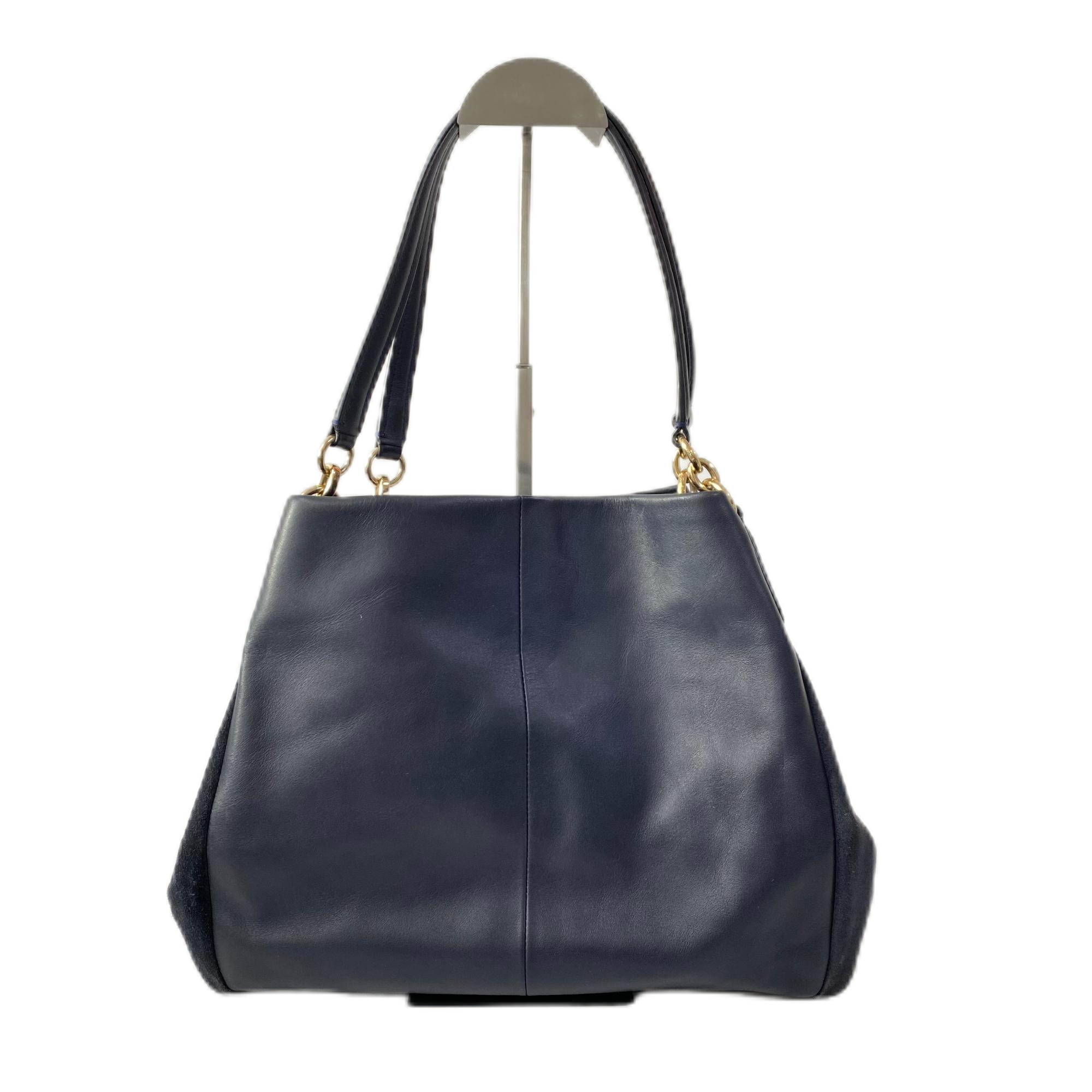 95新 COACH/蔻驰 藏蓝色全皮单肩手提包 SH-30072-A