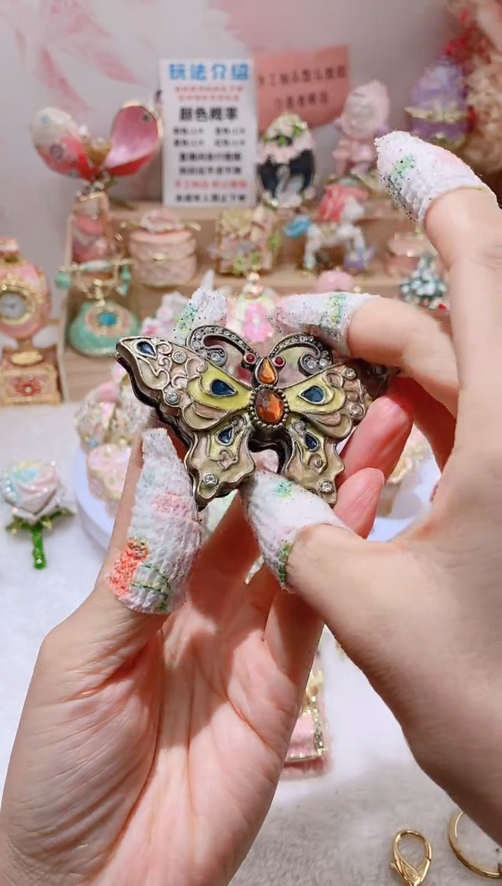 合金合金珐琅彩首饰盒摆件