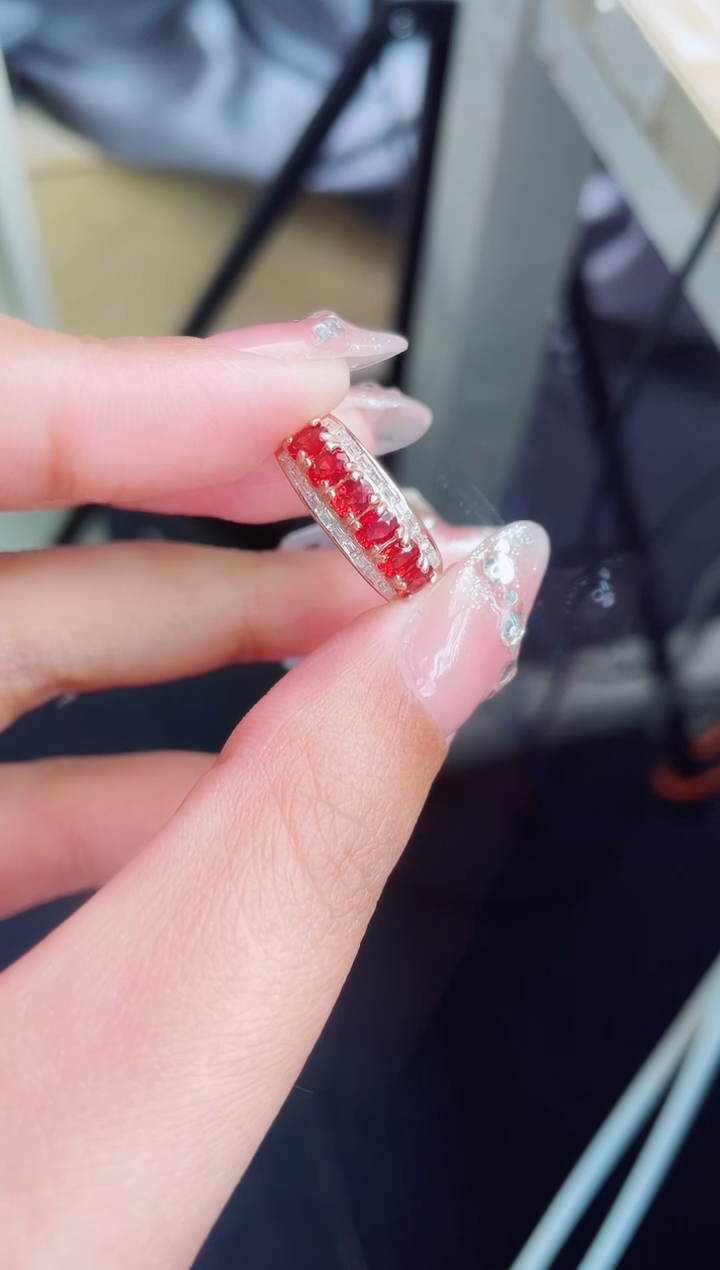 【闪购商品】彩色蓝宝石戒指银S925镶嵌戒指