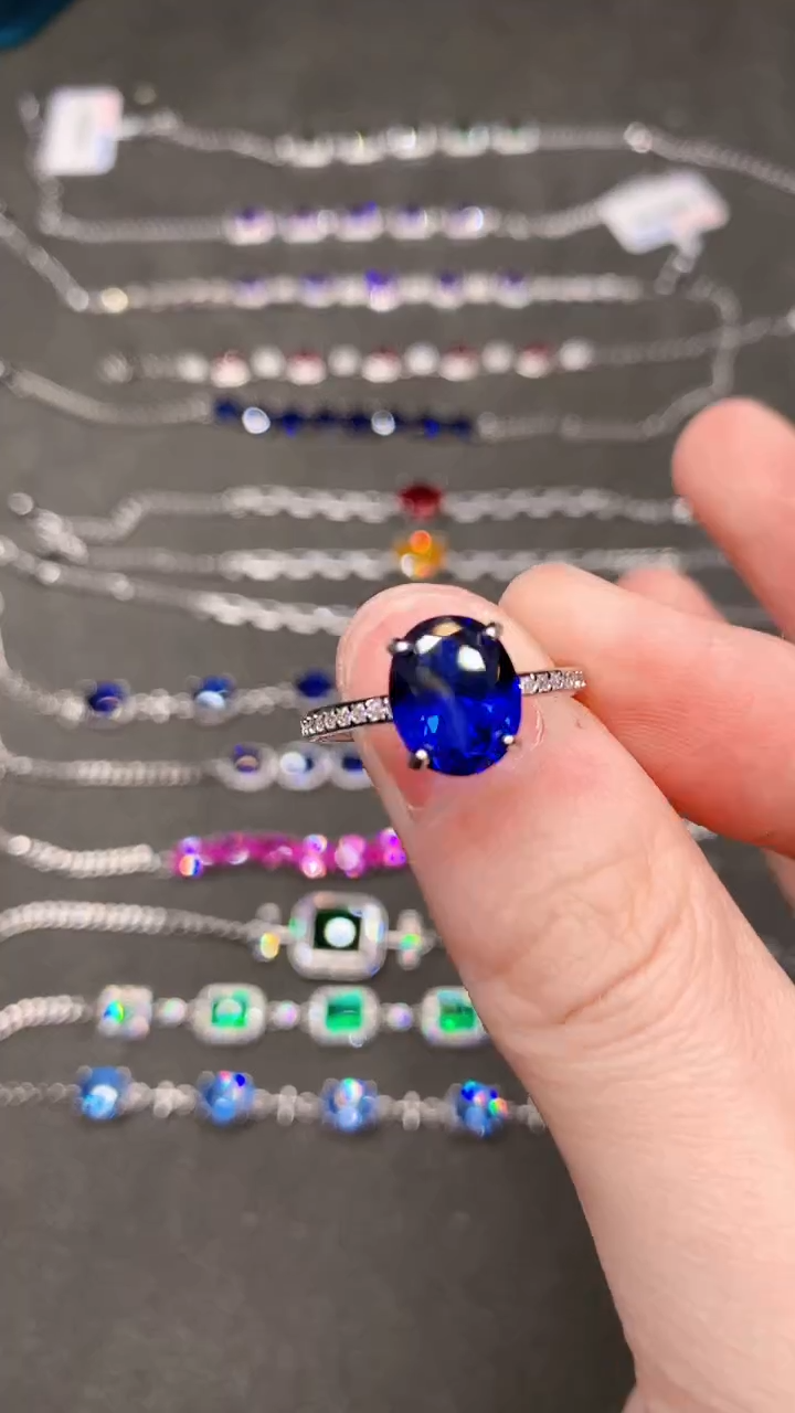 【闪购商品】蓝宝石戒指银S925镶嵌........