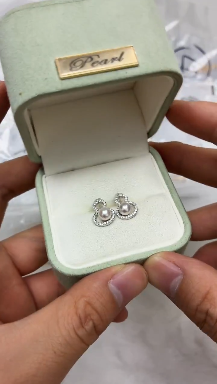 银S925镶嵌DA海水珍珠耳饰 y1452