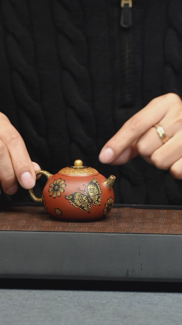 【闪购商品】紫砂茶壶五堂 蝶恋花90cc