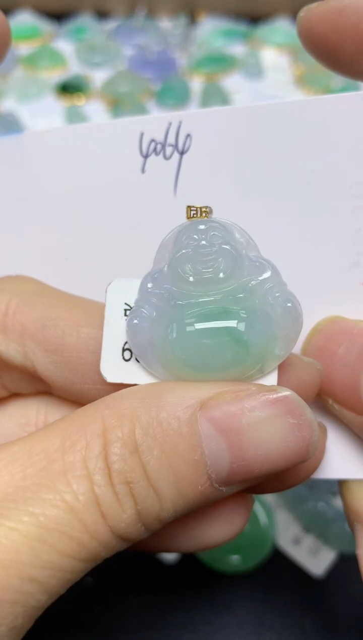 【闪购商品】翡翠挂件18K金镶嵌 天然翡翠A货