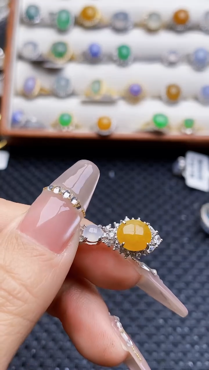 银S925镶嵌戒指翡翠6888