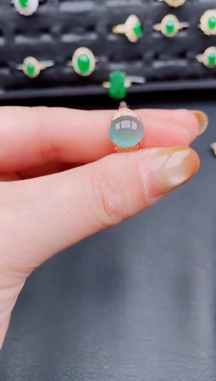 【闪购商品】翡翠戒指银S925镶嵌天然a货翡翠227