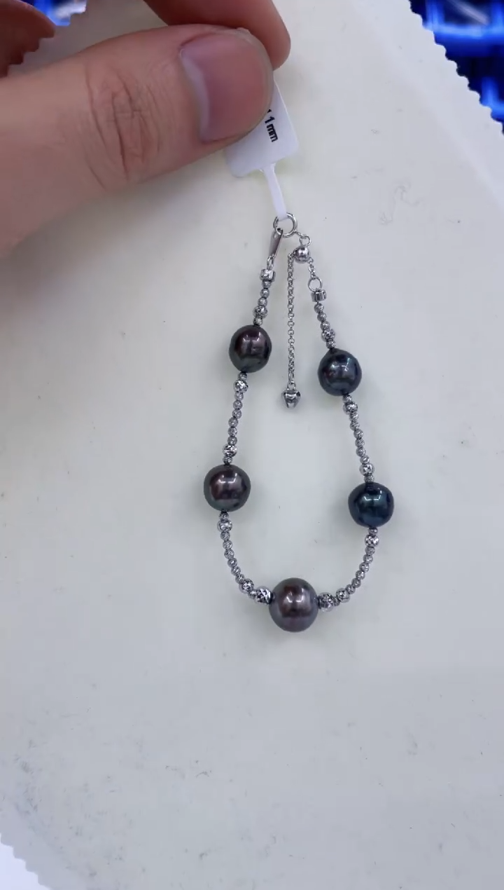 银S925镶嵌手链海水珍珠  