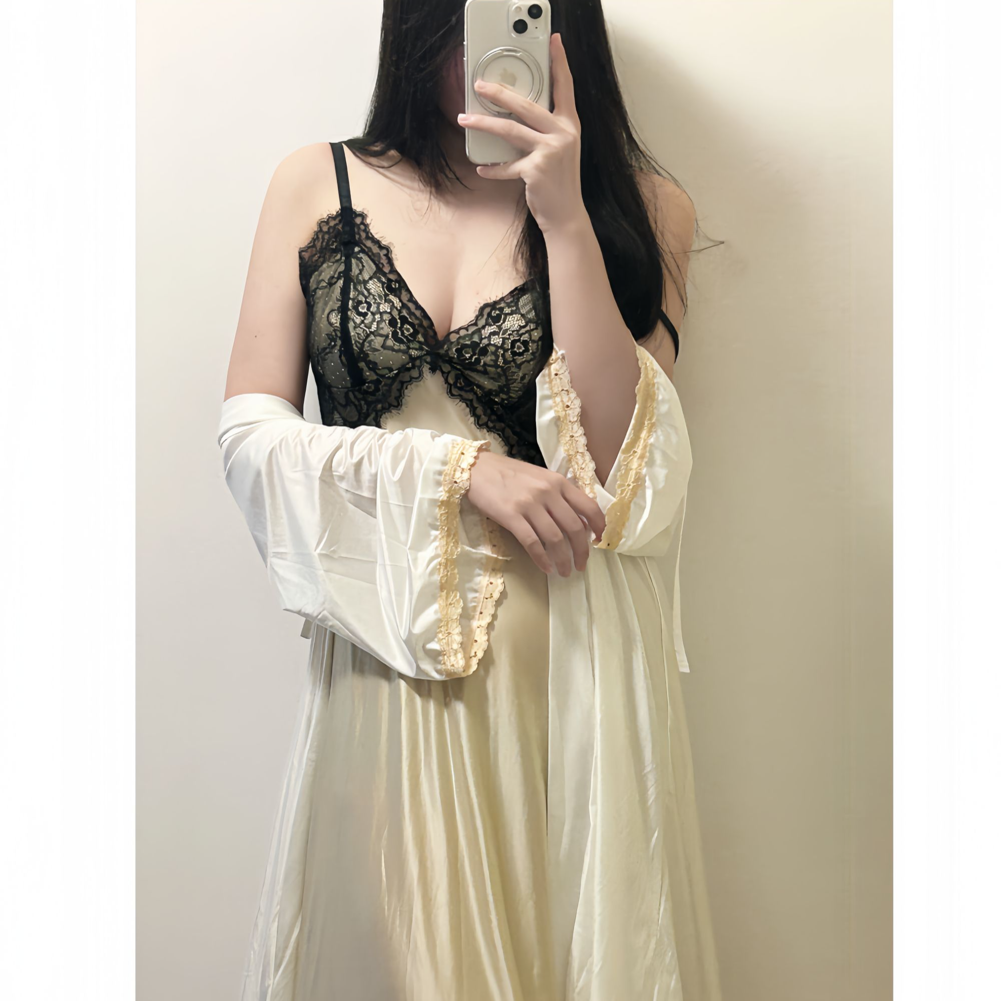 【大红定制】御姐风长裙夏季女，性感大码轻奢露背法式蕾丝睡裙