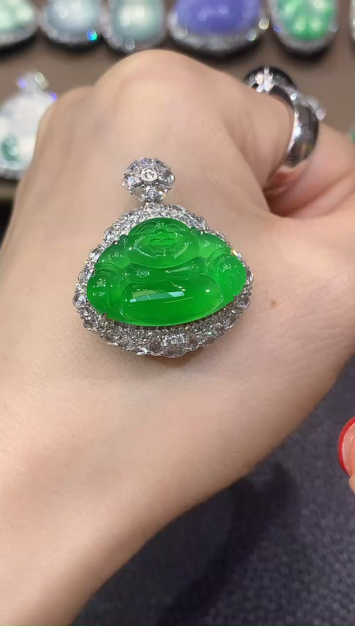 吊坠(不含链)18K金镶嵌翡翠D15