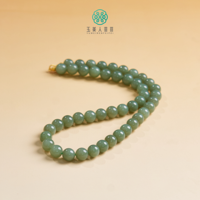 HD石惑珠宝%和田玉圆珠项链约10mm%多样性发一