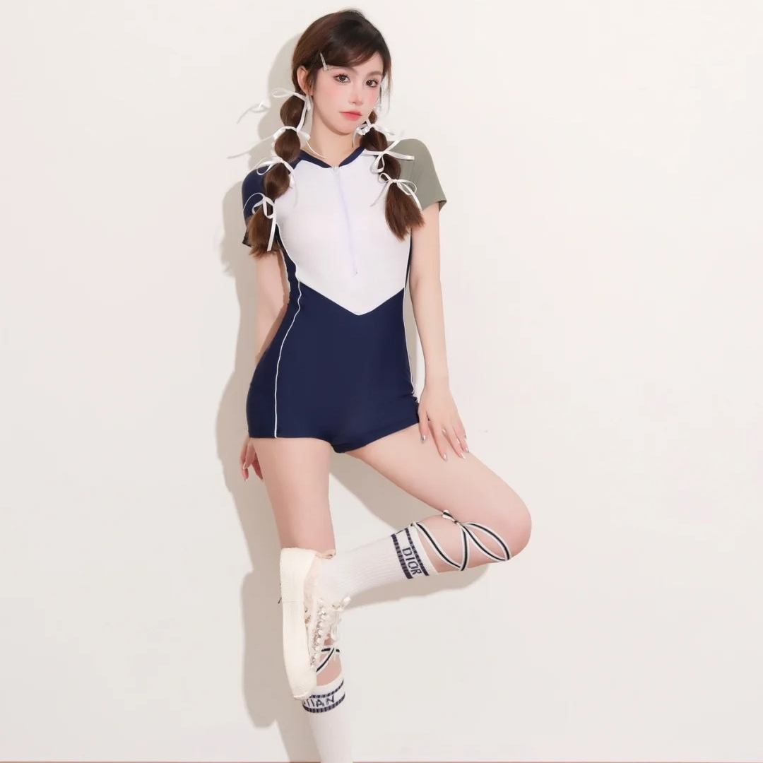 竞速泳衣女游泳馆专用连体平角2025年新款遮肉显瘦运动学生泡温泉