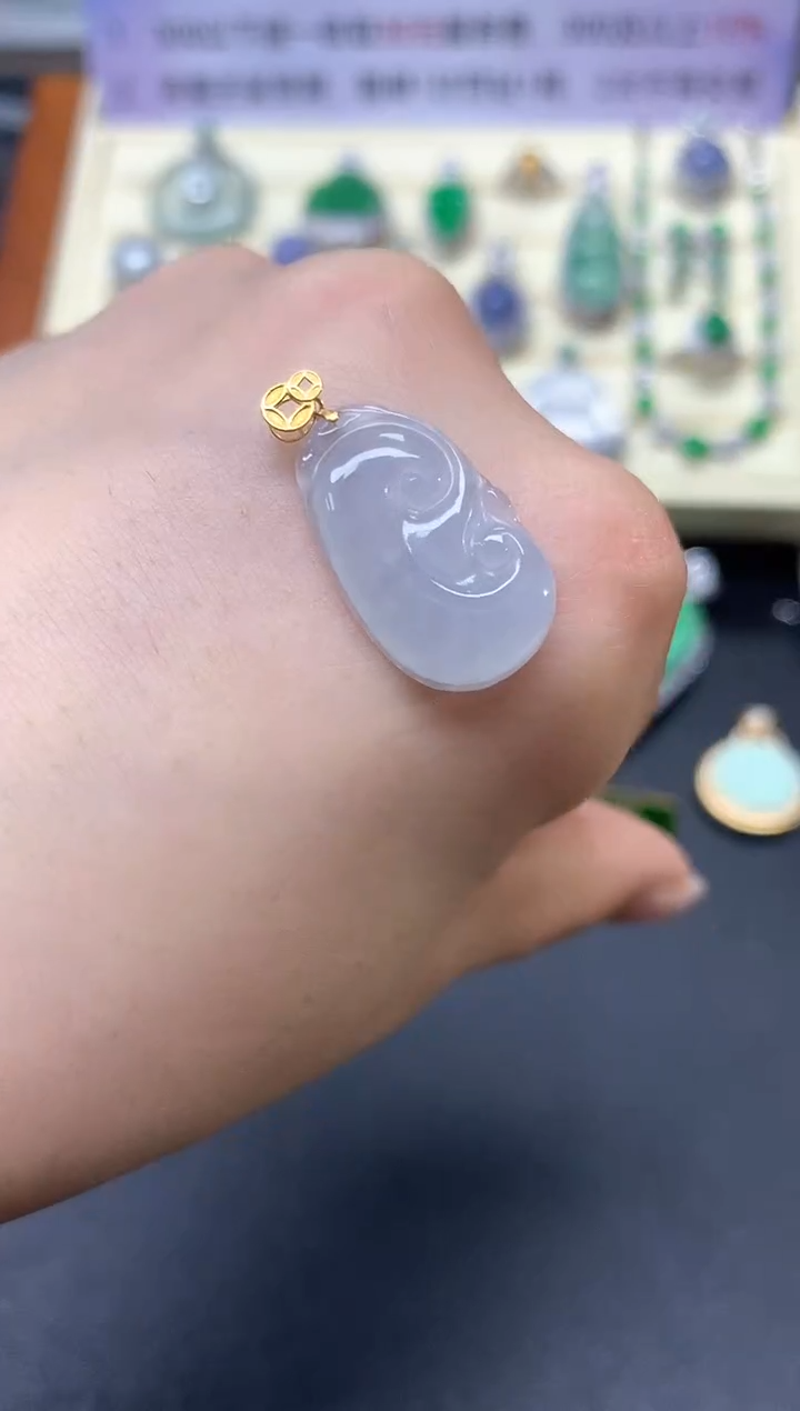 【闪购商品】翡翠吊坠(不含链)18K金镶嵌吊坠|250+30