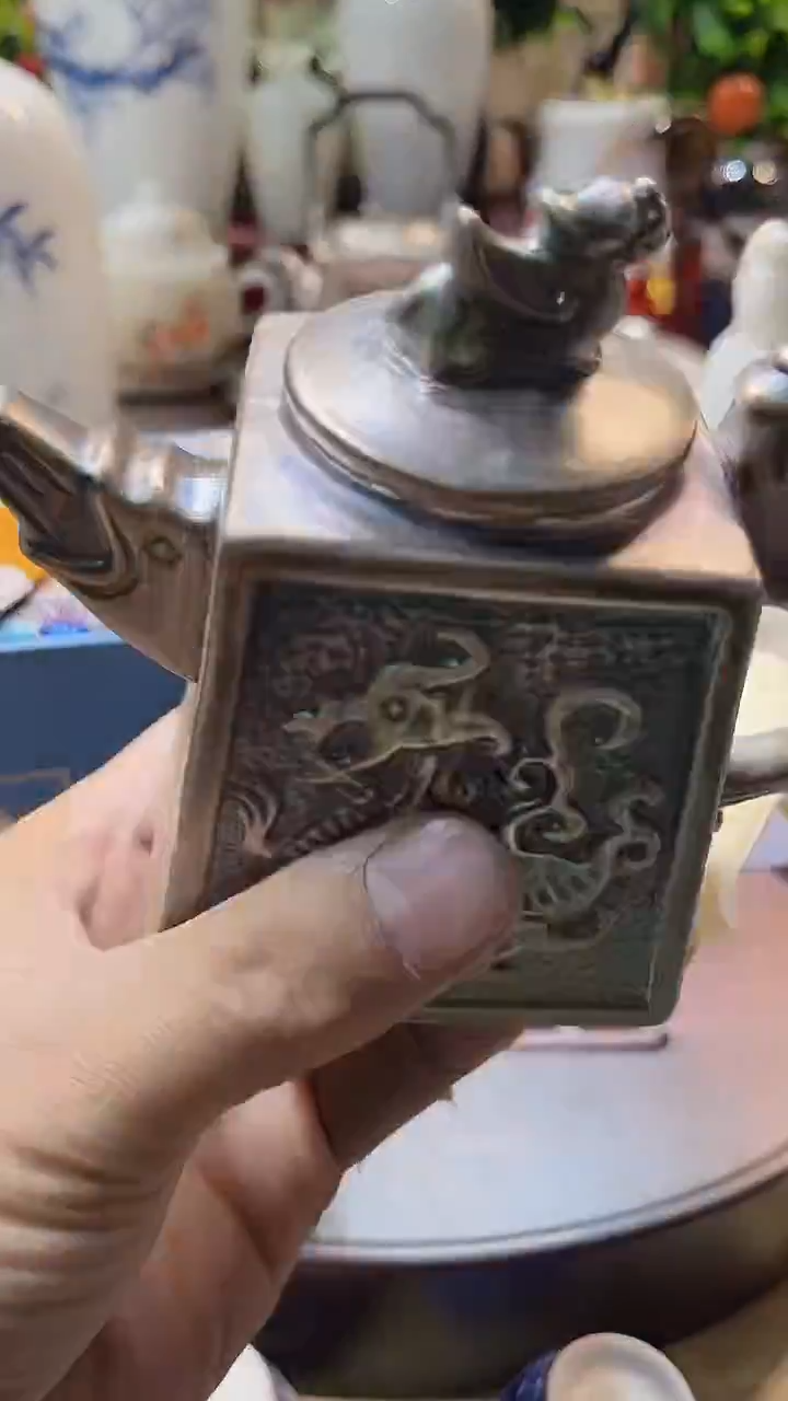 瓷片德艺茶器直播间@@4方银壶