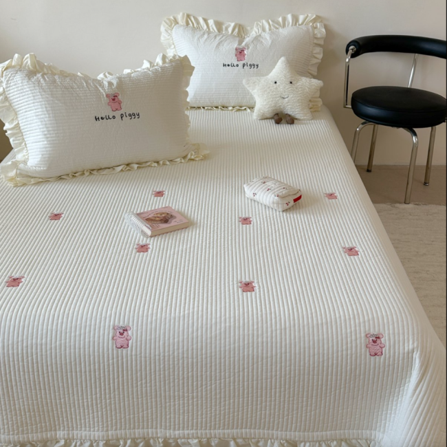 刺绣花边床盖三件套220*230【1083】