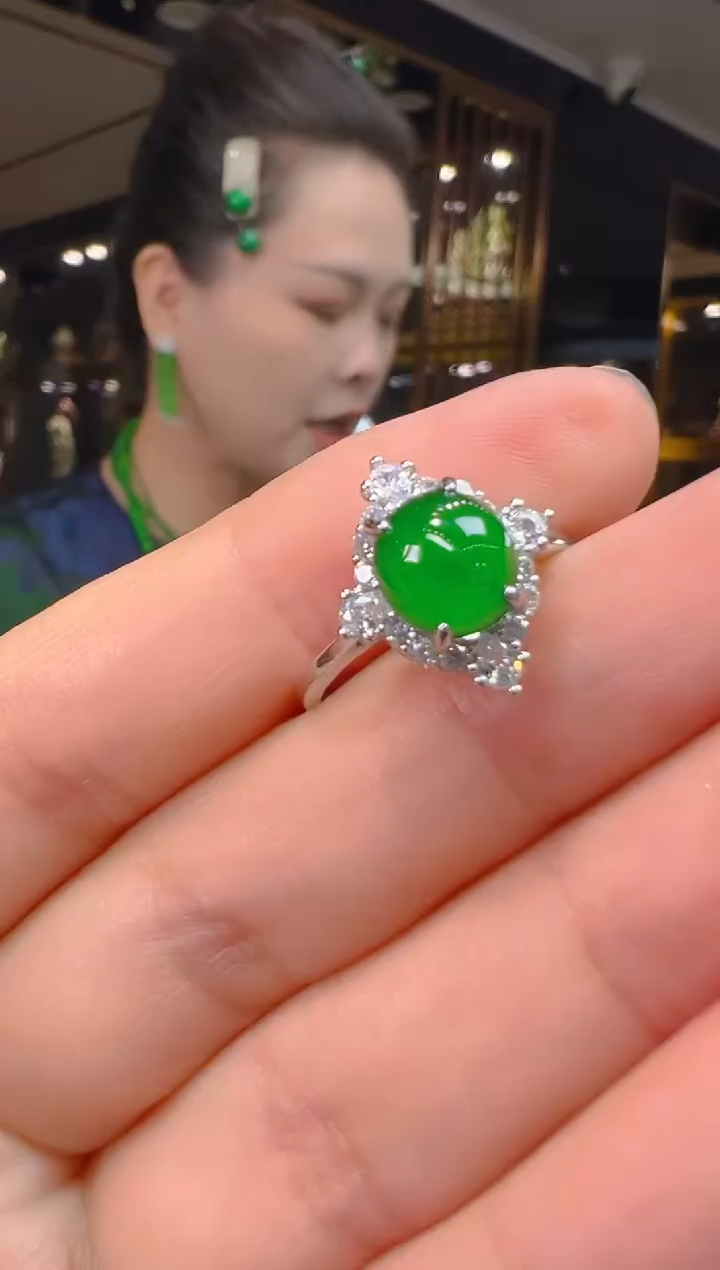 翡翠戒指银S925镶嵌033(多样性发货发其一)