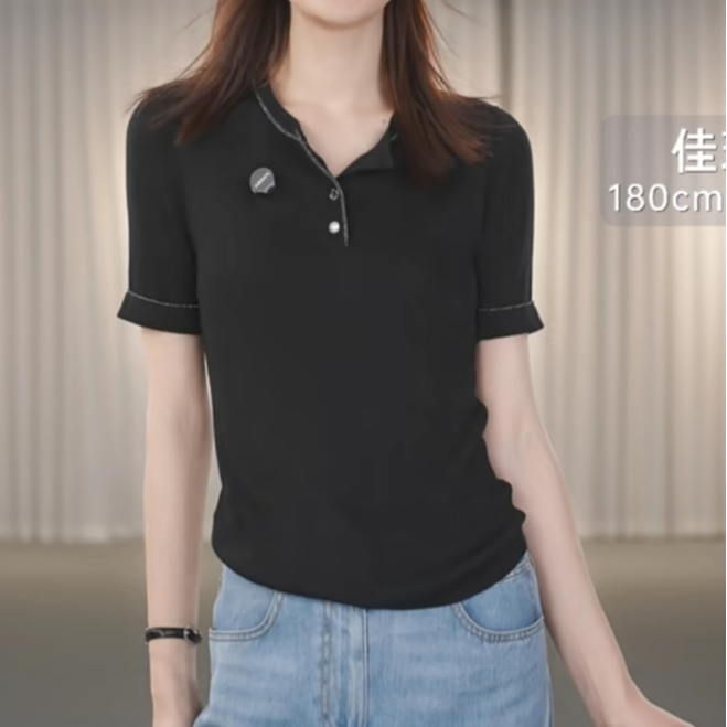 AMASS/阿玛施早春新款气质时尚上衣T恤百搭修身显瘦针织衫538005