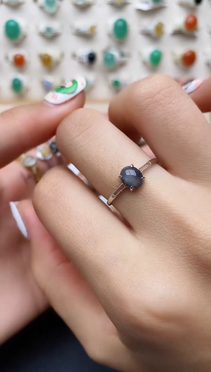 【闪购商品】翡翠戒指银S925镶嵌缅甸翡翠