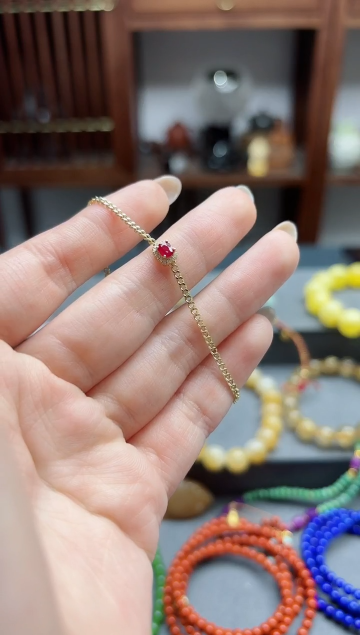 【闪购商品】红宝石手链18K金镶嵌18k金红宝石手链*1 ZX