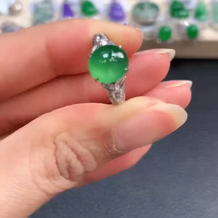 翡翠戒指18K金镶嵌m20 