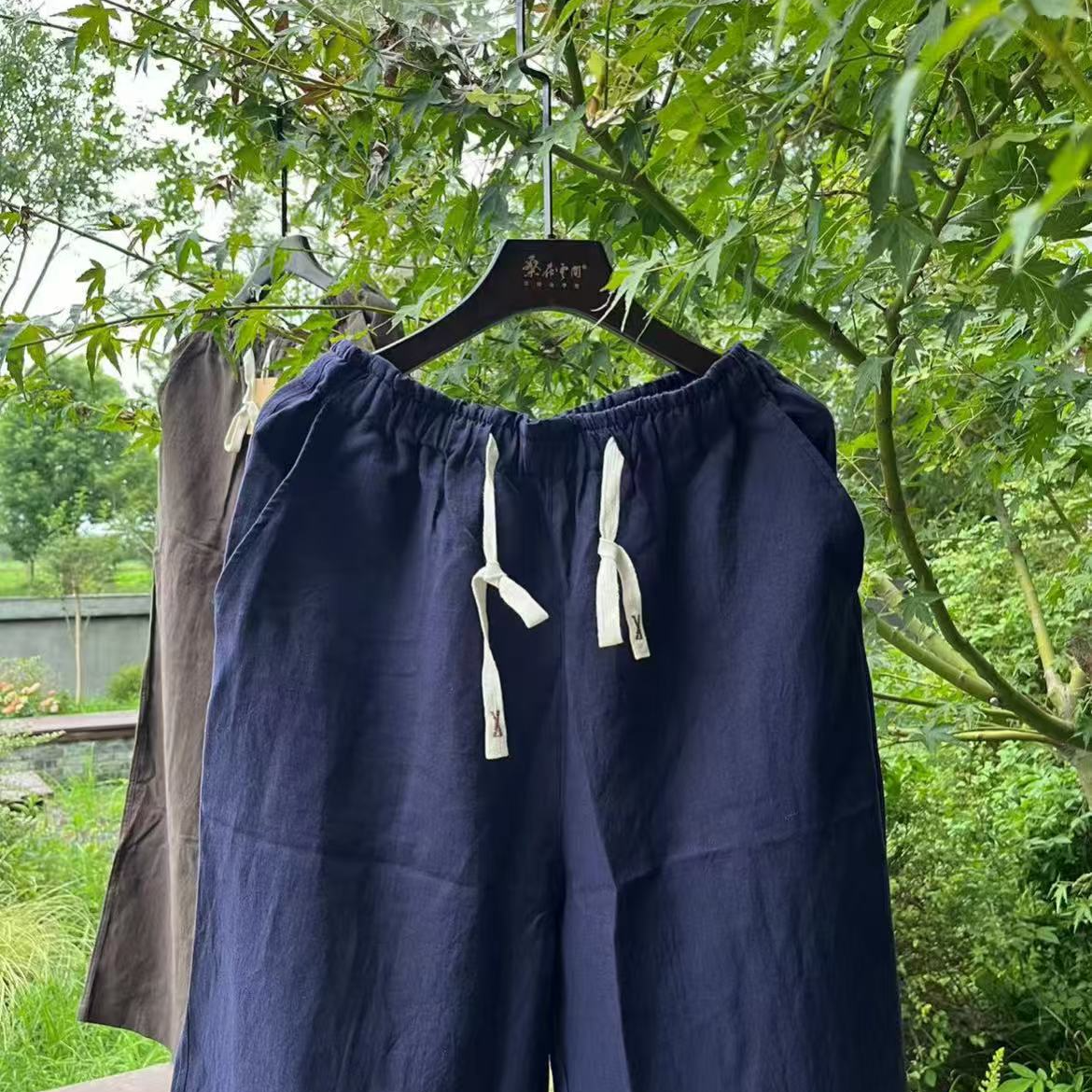 桑在云间听雨汉麻长裤