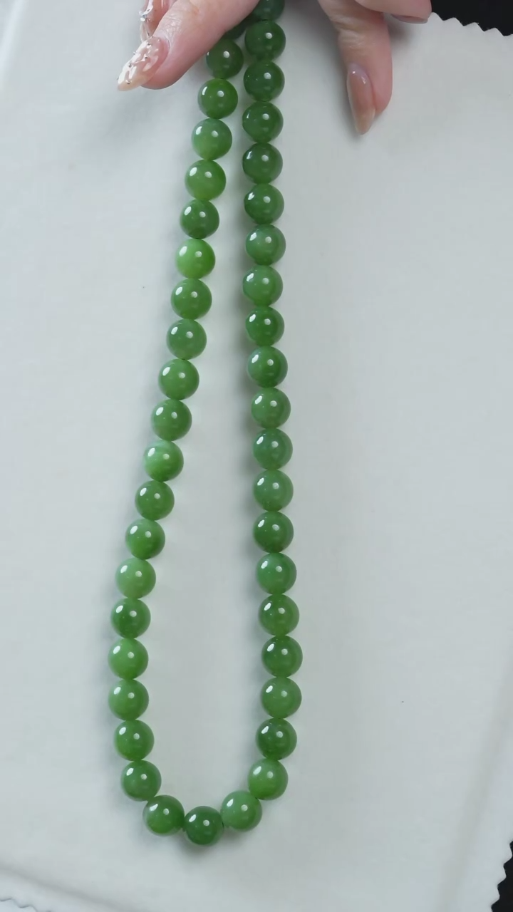 【闪购商品】和田玉项链未镶嵌L10B01和田玉碧玉阳绿项链9+mm