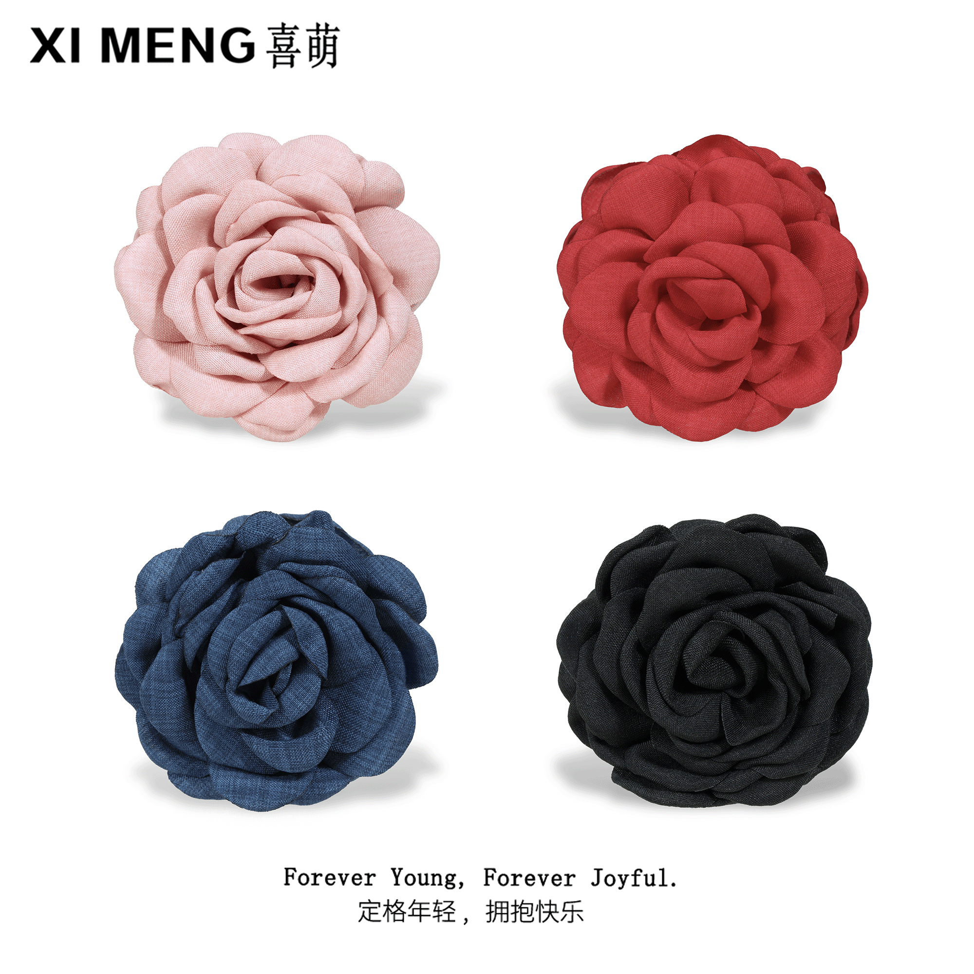 韩系唯美气质浪漫干枯玫瑰牛仔头花后脑勺发夹温柔气质高级鲨鱼夹