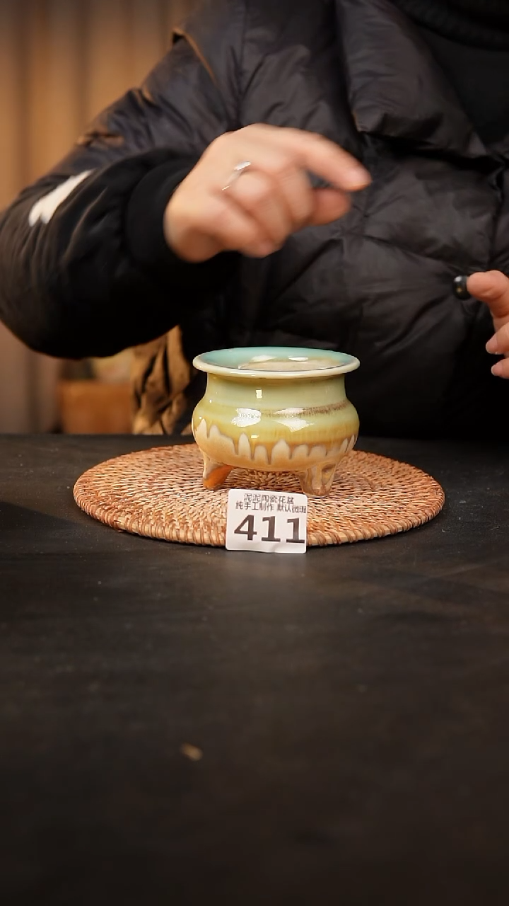 【闪购商品】瓷片411泥泥手工花盆口7-8高7-8