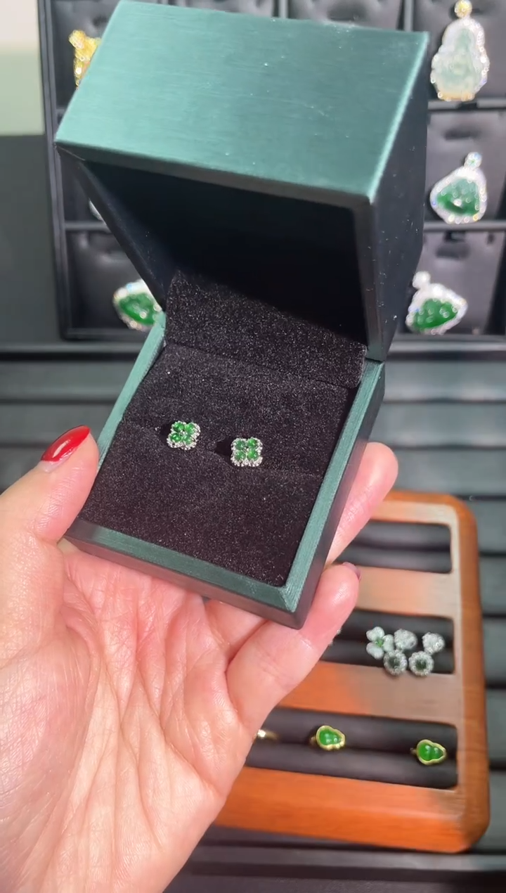 【闪购商品】翡翠耳钉未镶嵌翡翠耳钉