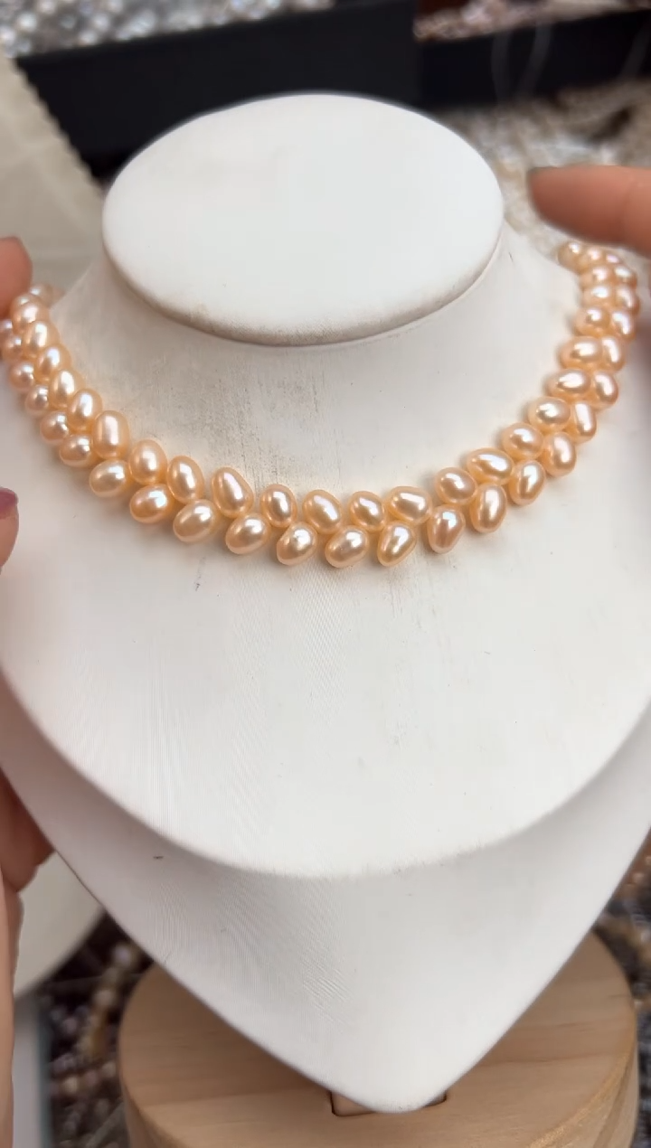 未镶嵌8淡水珍珠无核*强光珍珠项链（麦穗）