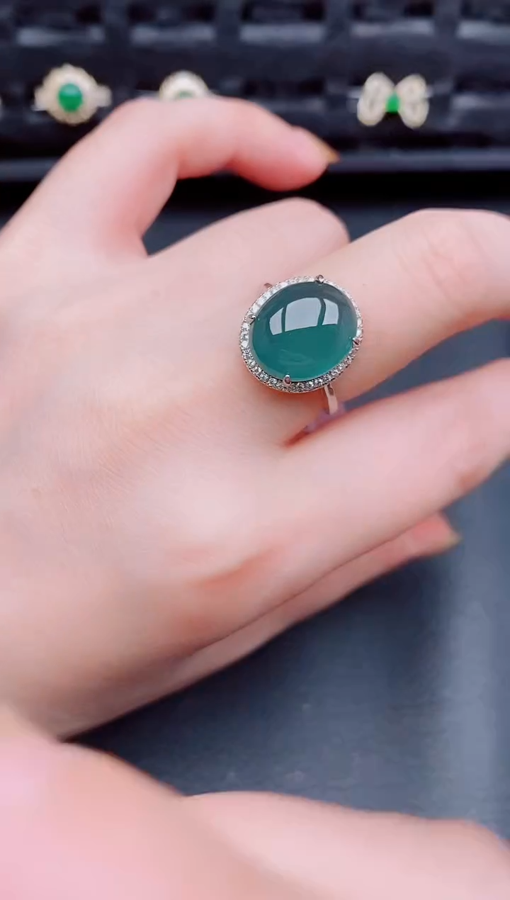 【闪购商品】翡翠戒指银S925镶嵌天然a货翡翠265