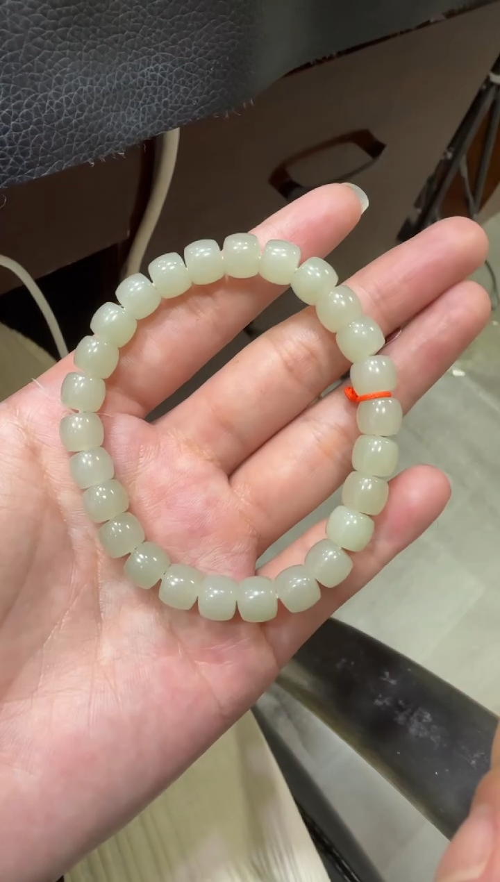未镶嵌手串和田玉近矿高清白直切手串（产地直发）