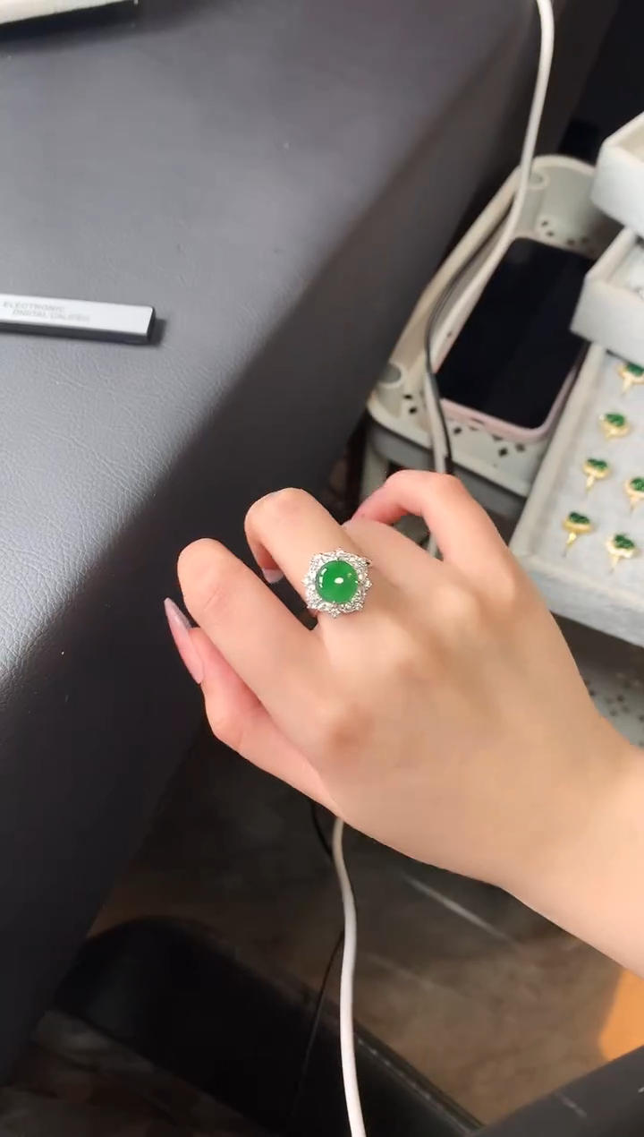 【闪购商品】翡翠戒指银S925镶嵌5141