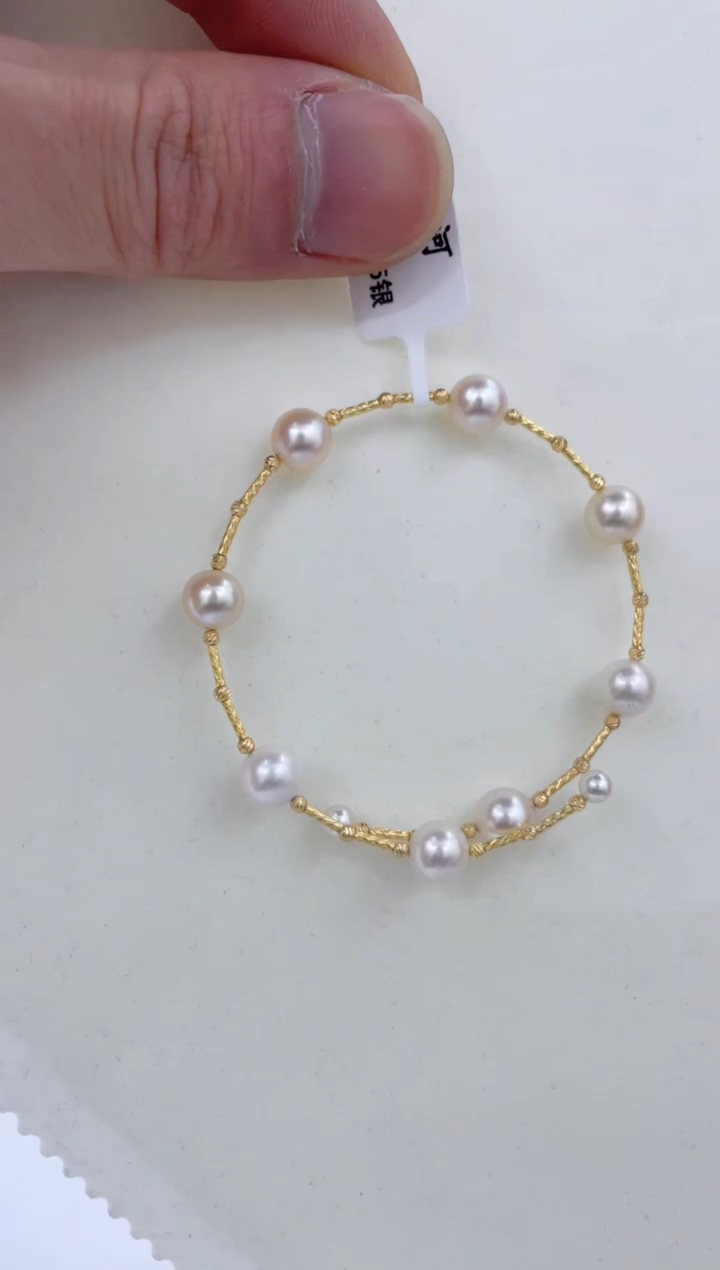 银S925镶嵌手镯海水珍珠  