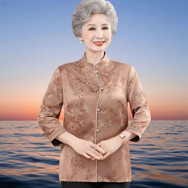 9550-夏季新款新中式国风轻奢气质中袖妈妈装上衣（新仓库）