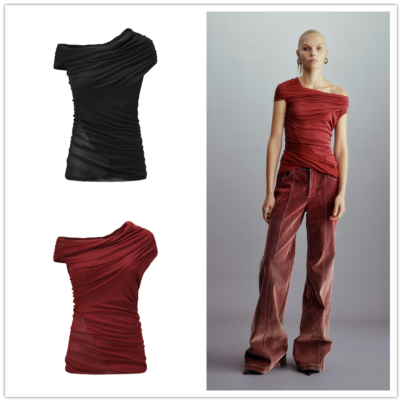 【LOCAT】OUDE WAAG 25SS 旋转拼接网纱上衣 TP11S1BL900