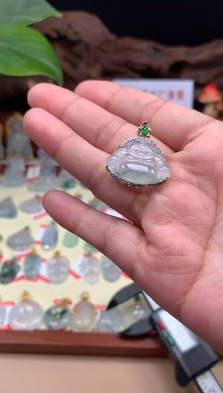 【闪购商品】翡翠颈饰18K金镶嵌佛公