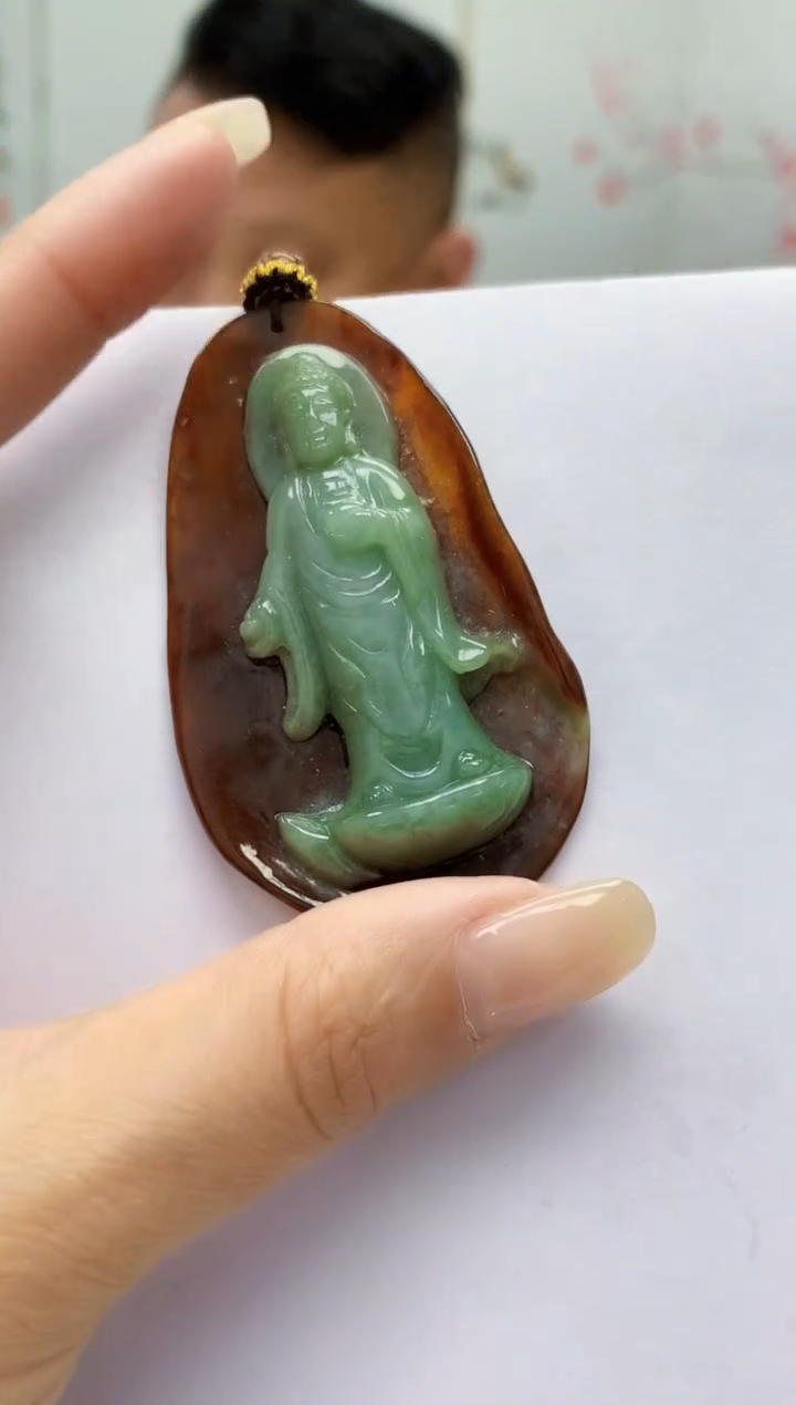 【闪购商品】定制翡翠未镶嵌4969lr-毛货挂件35