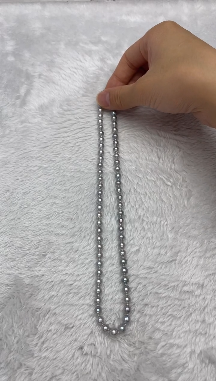 项链银S925镶嵌海水珍珠AK真多麻6-6.5mm