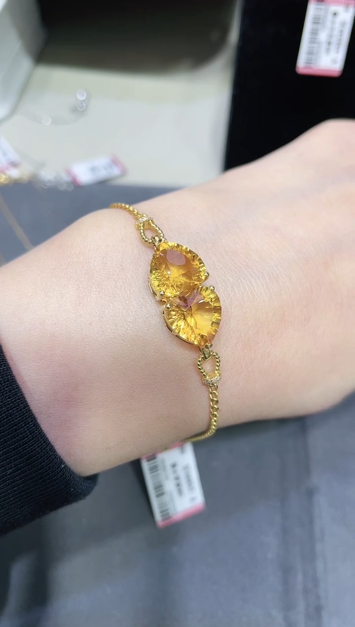 【闪购商品】黄晶手链18K金镶嵌·