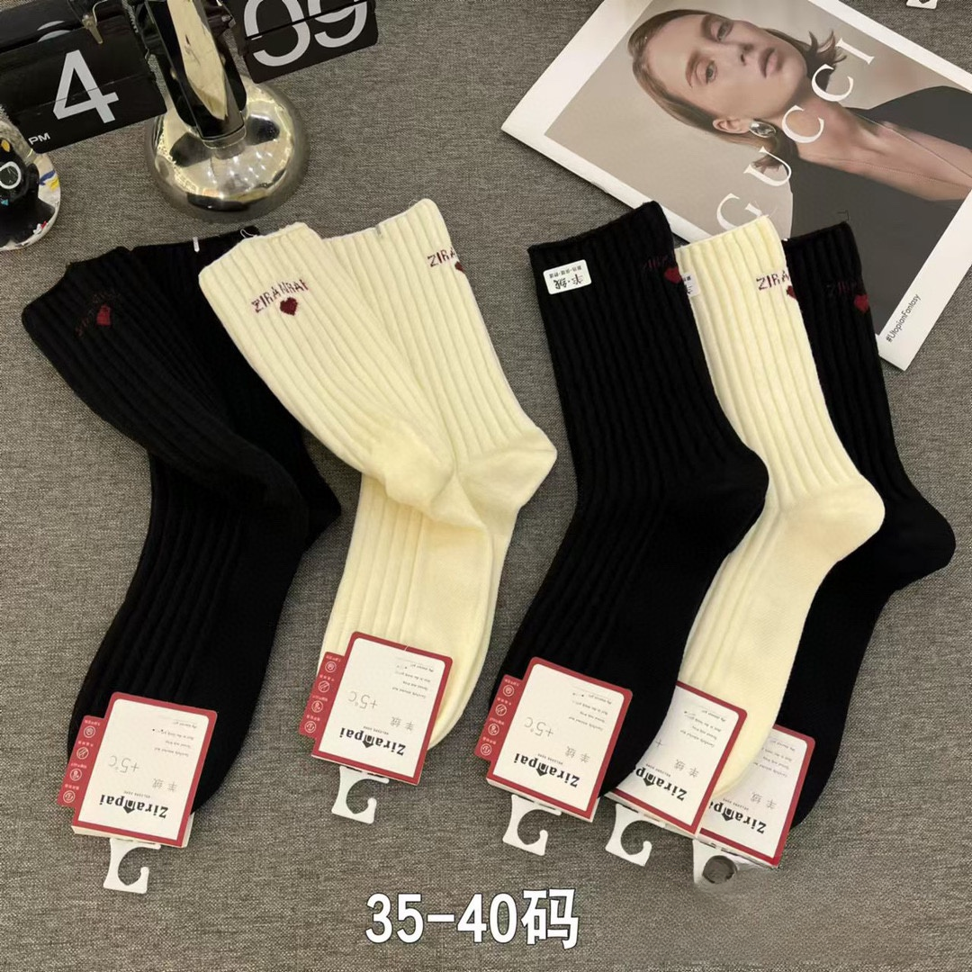 5双女士羊绒女长筒袜仿双针秋冬加厚保暖发热女袜秋冬厚款ins御寒