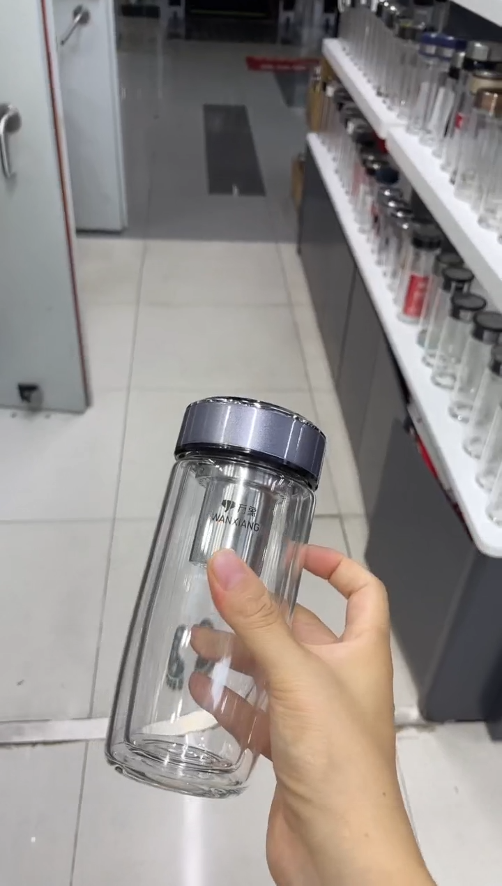 水晶玻璃盖子款万象双层v270-360ml灰