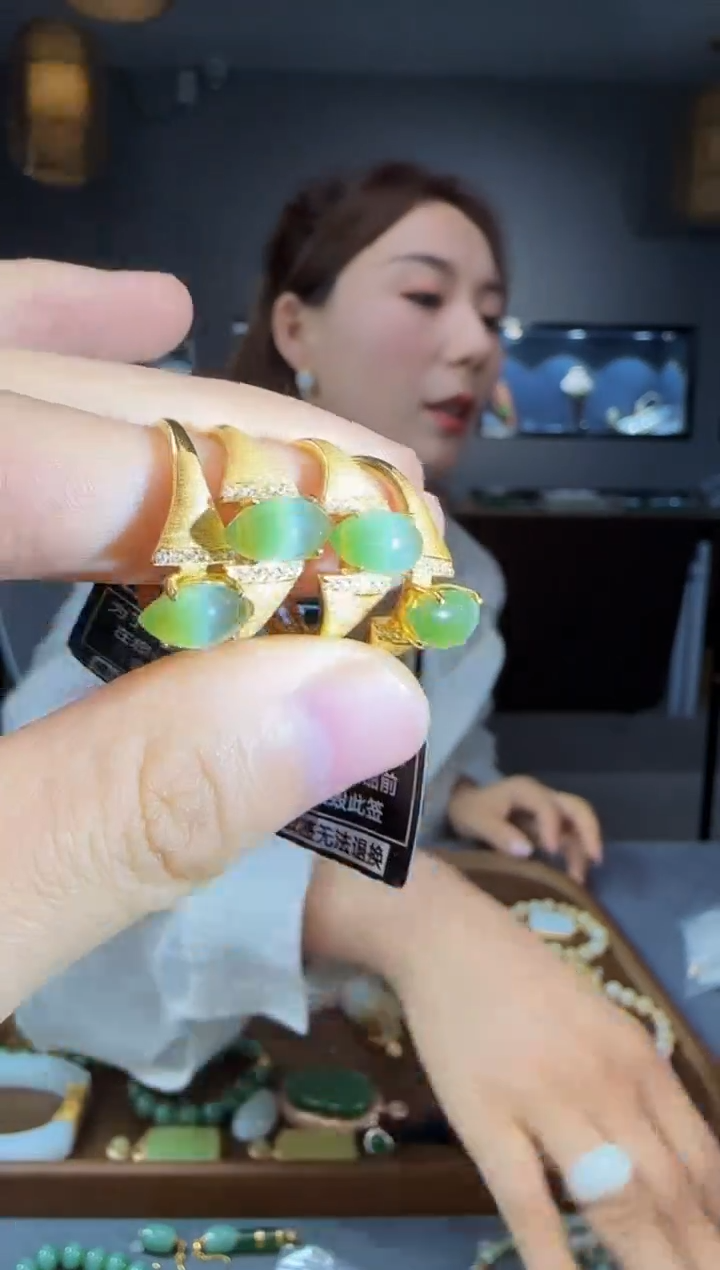 和田玉戒指银S925镶嵌多样性发货 拍一发一