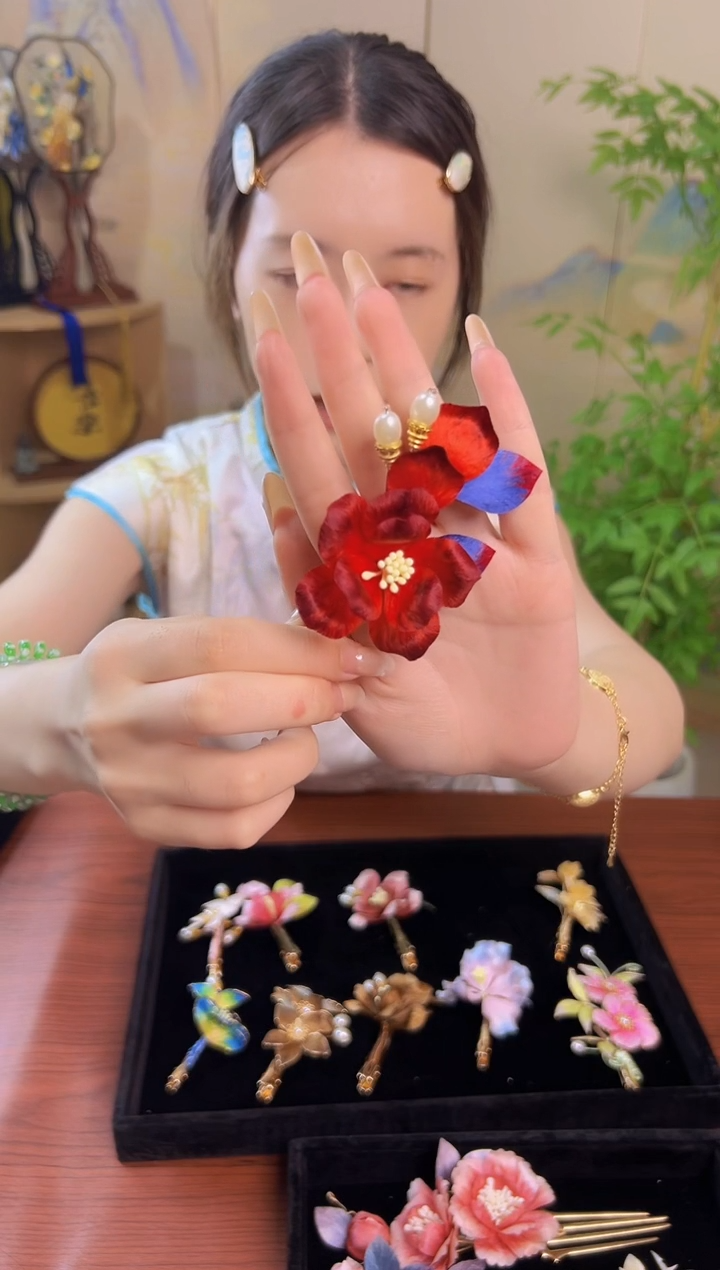 织绣纯手工非遗手工绒花