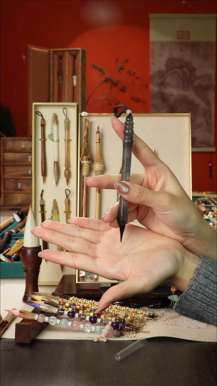 153号闪孤品高货毛笔链接 清水试笔 蘸墨不退