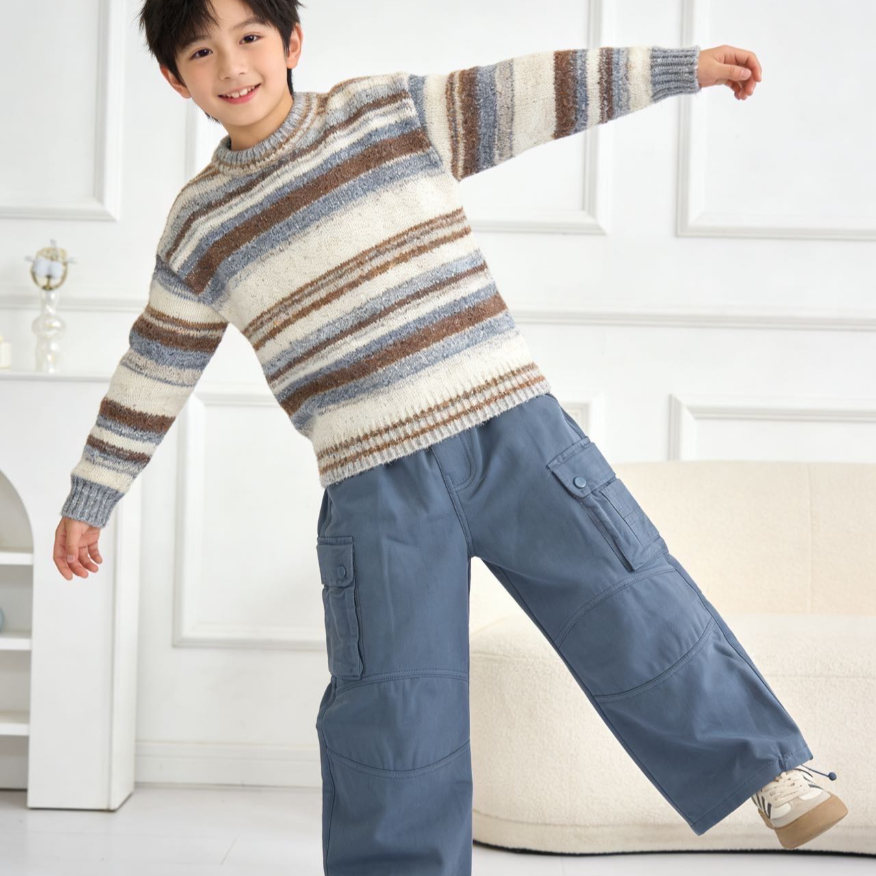 378高端专享冬季加绒休闲裤子兰色（林）