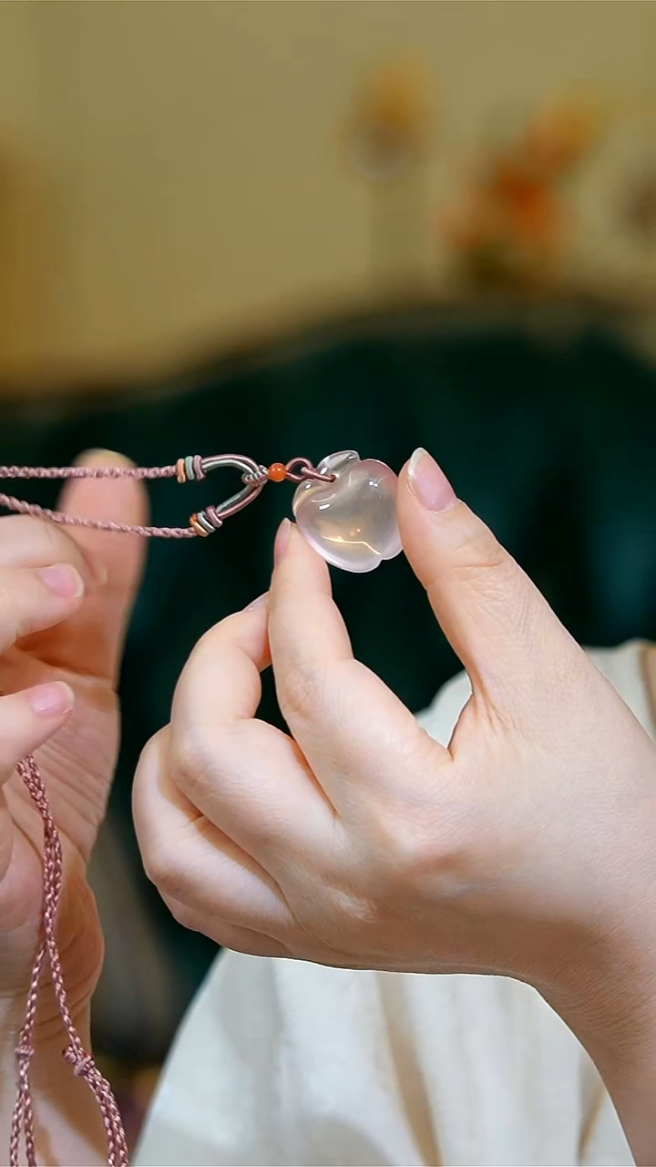 【闪购商品】水晶项链未镶嵌粉晶苹果手工绳项链