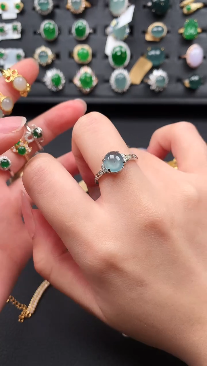 【闪购商品】翡翠戒指银S925镶嵌513241