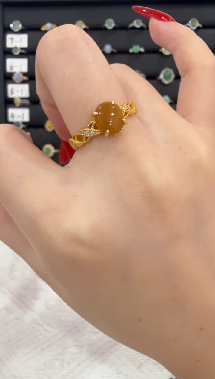 银S925镶嵌戒指翡翠013